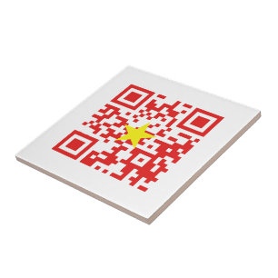 I Kärlek Vietnam (Tôi Yêu Viet Nam) Flagga QR-kod Kakelplatta