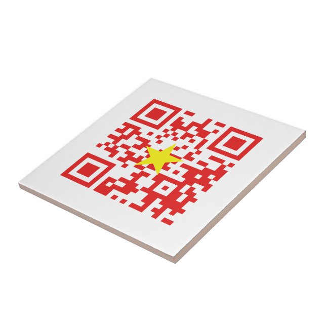 I Kärlek Vietnam (Tôi Yêu Viet Nam) Flagga QR-kod Kakelplatta (Sidan)