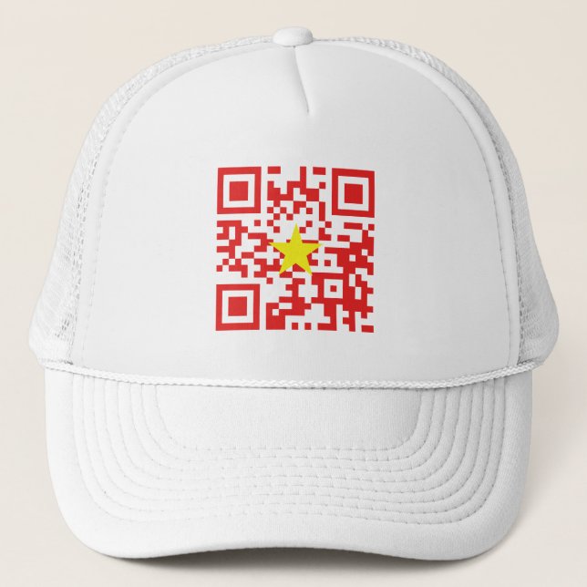 I Kärlek Vietnam (Tôi Yêu Viet Nam) Flagga QR-kod Keps (Framsida)