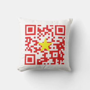 I Kärlek Vietnam (Tôi Yêu Viet Nam) Flagga QR-kod Kudde