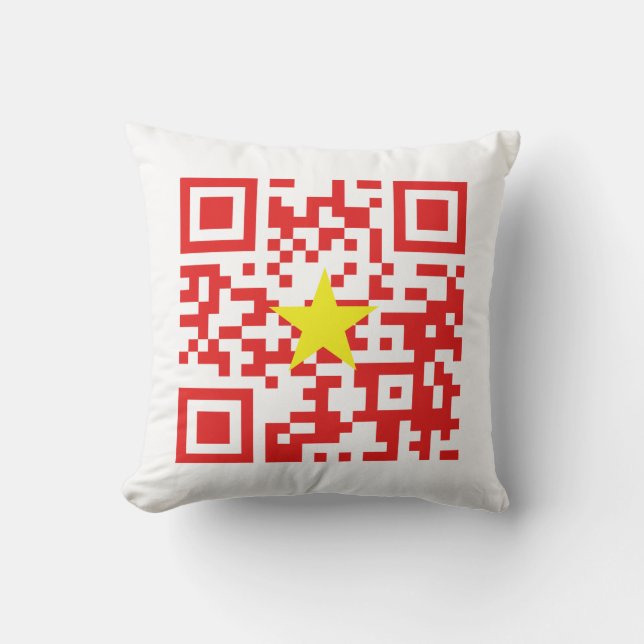I Kärlek Vietnam (Tôi Yêu Viet Nam) Flagga QR-kod Kudde (Framsida)