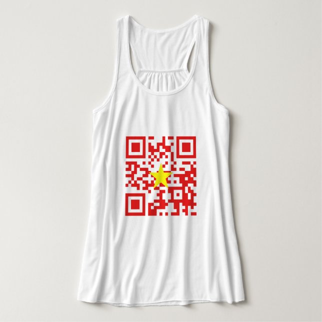 I Kärlek Vietnam (Tôi Yêu Viet Nam) Flagga QR-kod Linne Med Racerback (Design framsida)