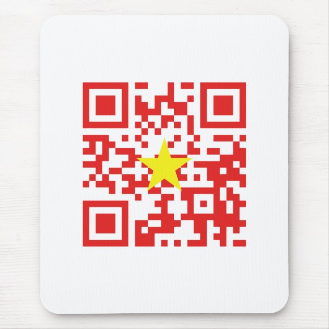 I Kärlek Vietnam (Tôi Yêu Viet Nam) Flagga QR-kod Musmatta (Framsidan)