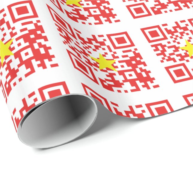 I Kärlek Vietnam (Tôi Yêu Viet Nam) Flagga QR-kod Presentpapper (Rullad Hörn)