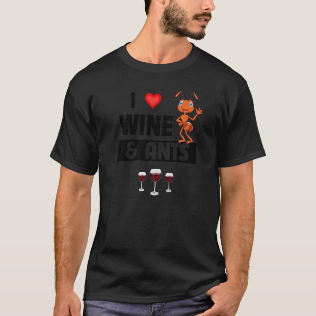 I Kärlek Vin och Ants Farm Drinking Camping Entomo T Shirt (Framsida)