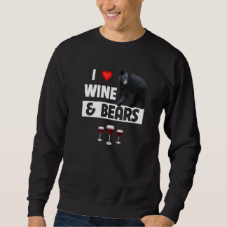 I Kärlek Vin och Bears Drinking Camping Wildlife A Lång Ärmad Tröja