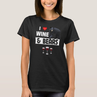 I Kärlek Vin och Bears Drinking Camping Wildlife A T Shirt