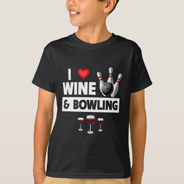 I Kärlek Vin och Bowling Byll Stift, Bowlareare St T Shirt (Framsida)