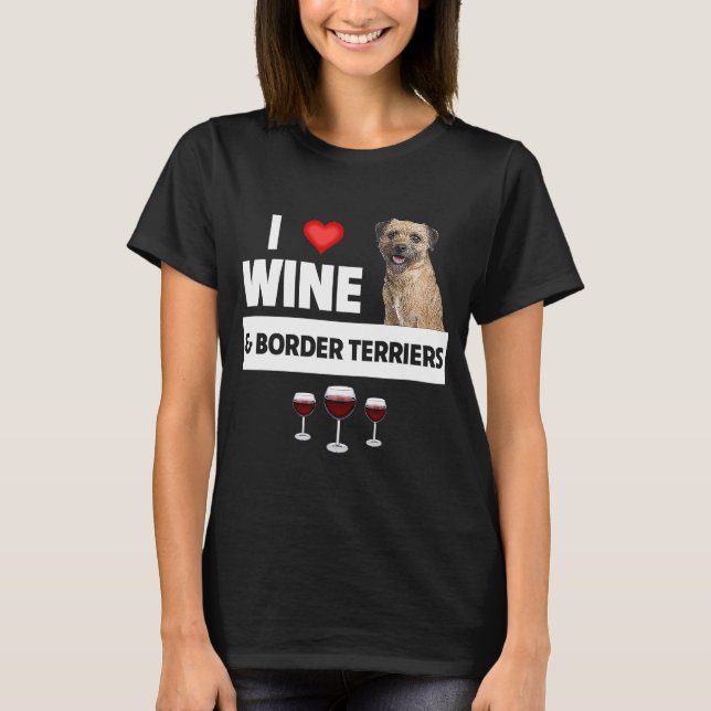I Kärlek Vin och Gräns Terriers Hund Pappa Drinki T Shirt (Framsida)