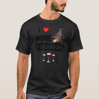 I Kärlek Vin och Krokodiler Reptilnydrickande T Shirt