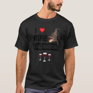 I Kärlek Vin och Krokodiler Retile Drinking Glass T Shirt