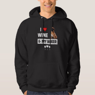 I Kärlek Vin och min Boxer Bulldog Mamma Pappa Hoodie