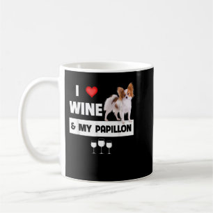 I Kärlek Vin och min Papillon Mamma Pappa Hund P Kaffemugg