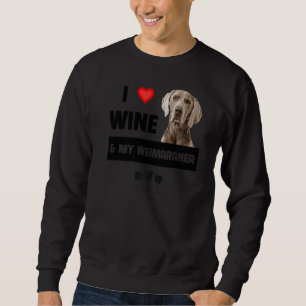 I Kärlek Vin och min Weimaraner Mamma Pappa Hundäg Lång Ärmad Tröja