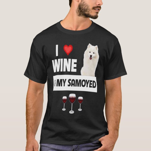 I Kärlek Vin och My Samoyed Samlare Tassar Mamma P T Shirt (Framsida)