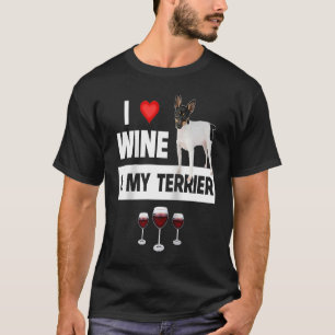 I Kärlek Vin och My Smooth Fox Terrier Hund Pappa T Shirt
