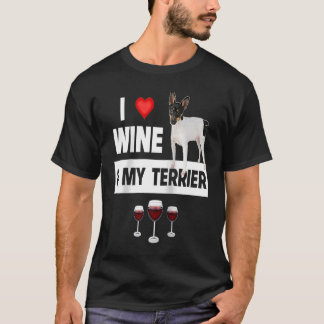I Kärlek Vin och My Smooth Fox Terrier Hund Pappa T Shirt