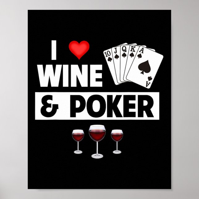 I Kärlek Vin och Poker Cards Royal Flush Casino Ga Poster (Framsidan)