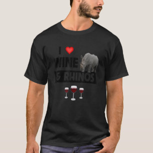 I Kärlek Vin och Rhinos Drinking Rhinoceros Safari T Shirt