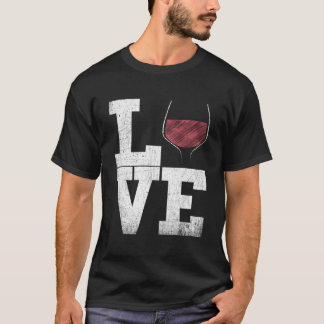I Kärlek Vin Red Vin Glass Heart - Vin Drinker Di T Shirt