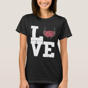 I Kärlek Vin Red Vin Glass Heart Vin Drinker Dis T Shirt