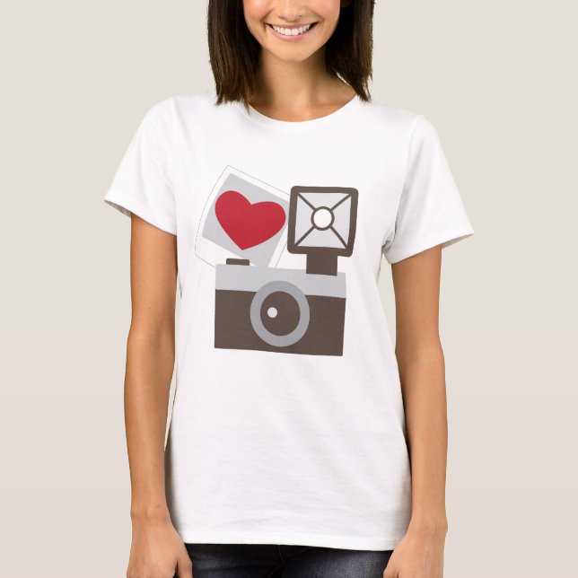 I Kärlek Vintage Camera Tee Shirt (Framsida)