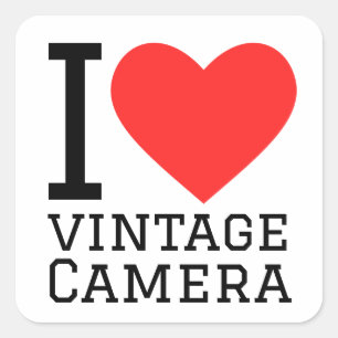 I kärlek vintage-kamera fyrkantigt klistermärke