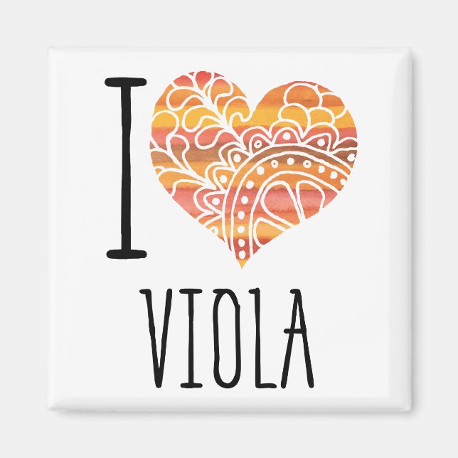 I Kärlek Viola Orange Mandala Heart Magnet (Framsidan)