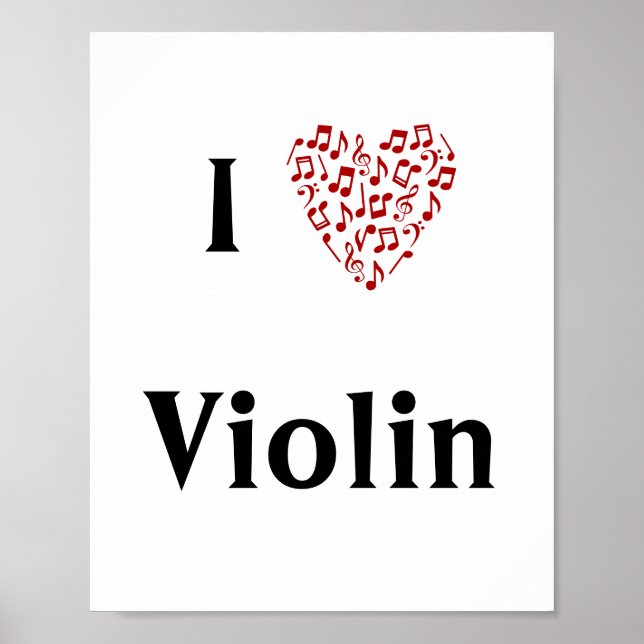 I Kärlek Violin Red Heart of Musik noter Poster (Framsidan)