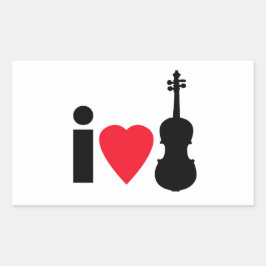 I Kärlek Violin Sticker Rektangulärt Klistermärke