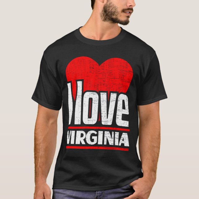 I Kärlek Virginia Best Home State I Heart Virginia T Shirt (Framsida)