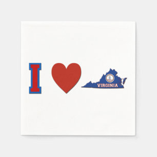 I Kärlek Virginia Heart Statlig flagga Papprare Pa Pappersservett
