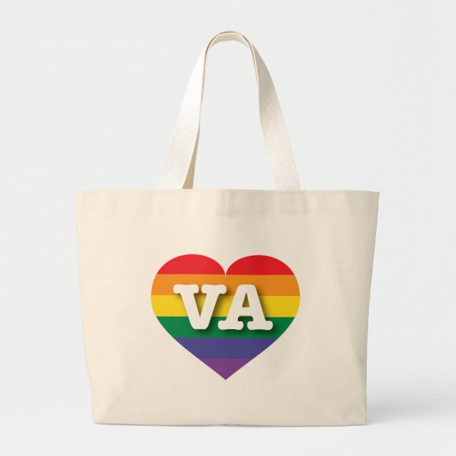 I Kärlek Virginia Rainbow Heart Jumbo Tygkasse (Framsidan)