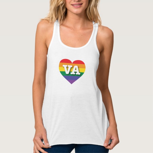 I Kärlek Virginia Rainbow Heart Linne Med Racerback (Framsida)