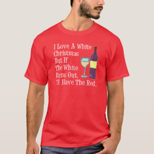 I Kärlek Vit jul Vin Humor T Shirt