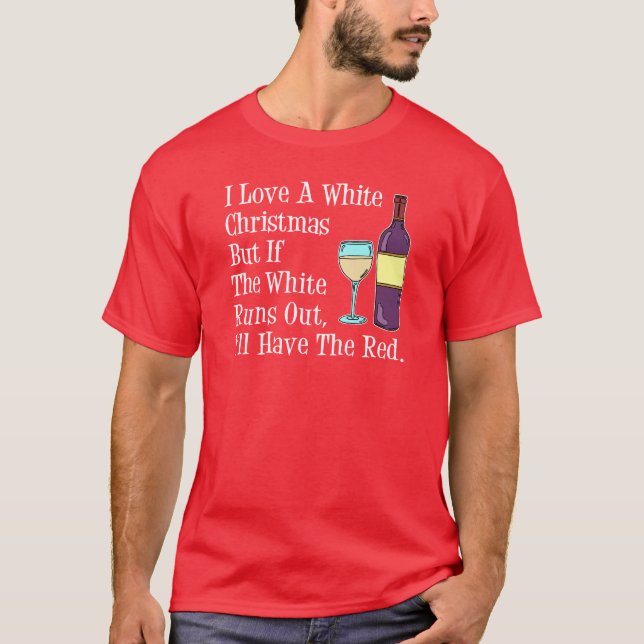 I Kärlek Vit jul Vin Humor T Shirt (Framsida)