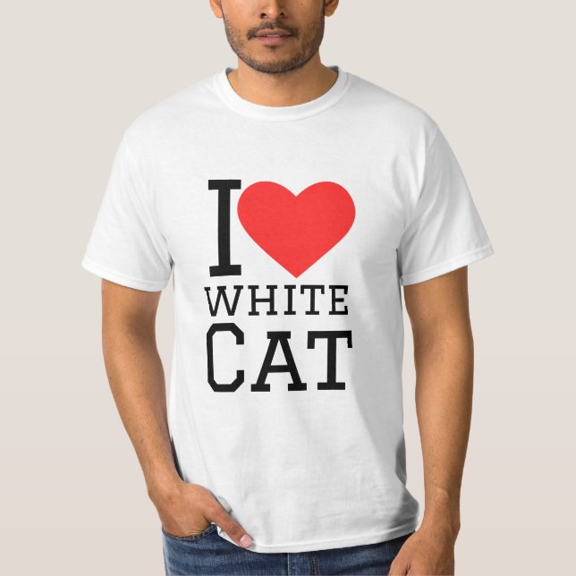I kärlek, vit katt t shirt (Framsida)