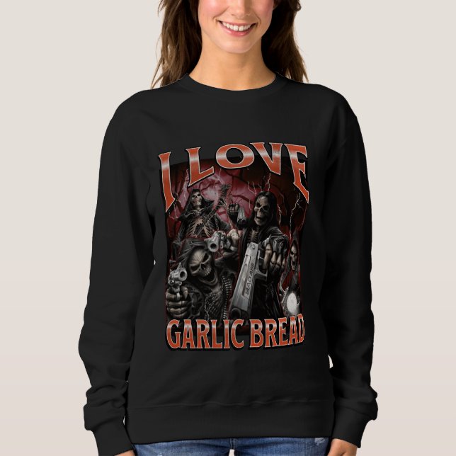 I Kärlek vitlök Bread Funny Hard Skeleton Memo Boo T Shirt (Framsida)