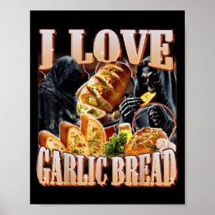 I Kärlek-vitlöksbläck Skeleton Funny Meme-Konstig Poster