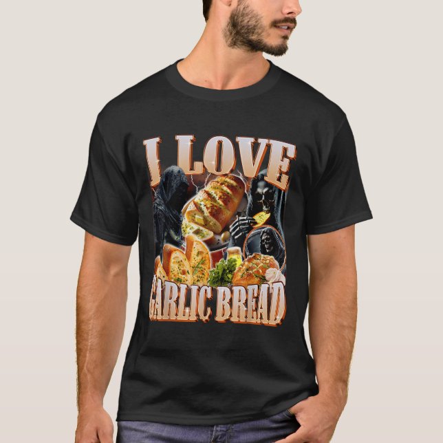 I Kärlek-vitlöksbläck Skeleton Funny Meme-Konstig T Shirt (Framsida)