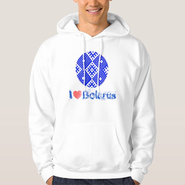 I Kärlek Vitrysslands folkgrupp Mönster В ы к ш и  Hoodie (Framsida)