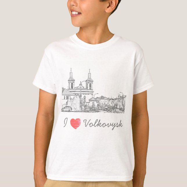 I Kärlek Volkovysk Belarus Architecture Cathedral T Shirt (Framsida)