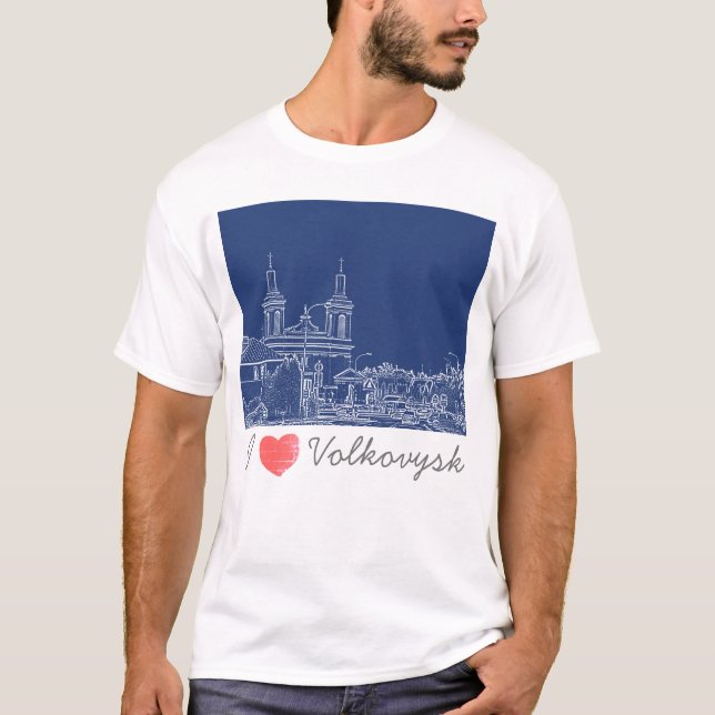 I Kärlek Volkovysk Belarus Architecture Cathedral T Shirt (Framsida)