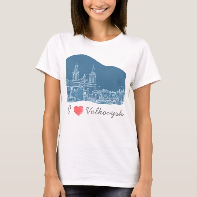 I Kärlek Volkovysk Belarus Architecture Cathedral T Shirt (Framsida)
