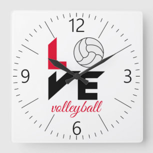 I Kärlek volleyball Fyrkantig Klocka