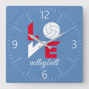 I Kärlek volleyball Fyrkantig Klocka