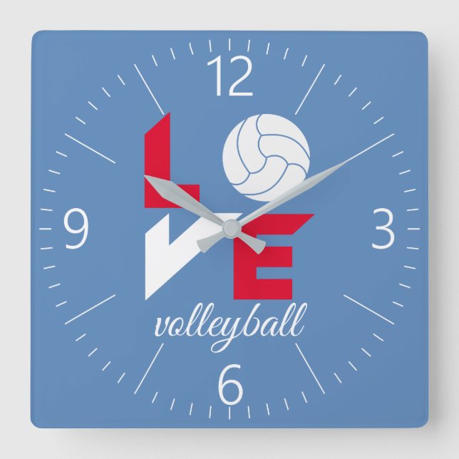 I Kärlek volleyball Fyrkantig Klocka (Framsida)