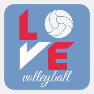 I Kärlek volleyball Fyrkantigt Klistermärke
