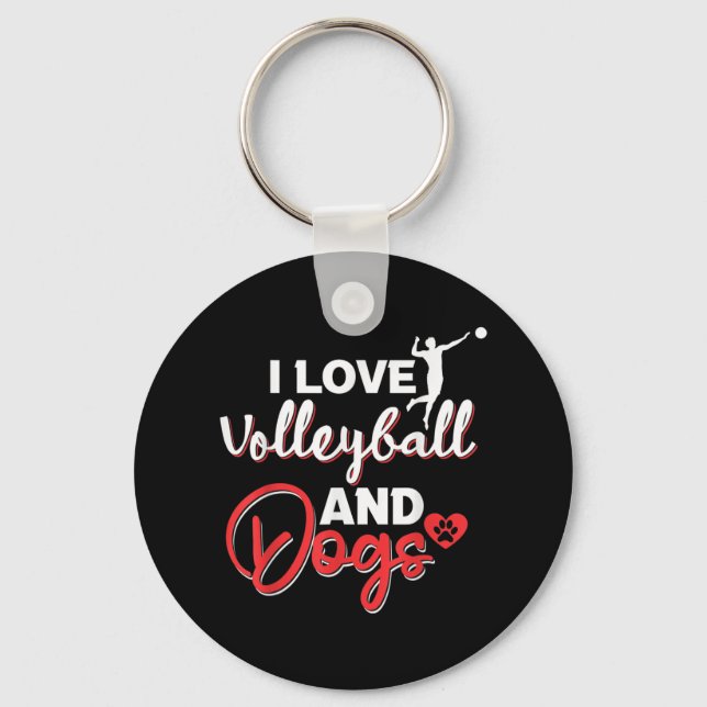 I kärlek volleyball och hundar nyckelring (Framsida)