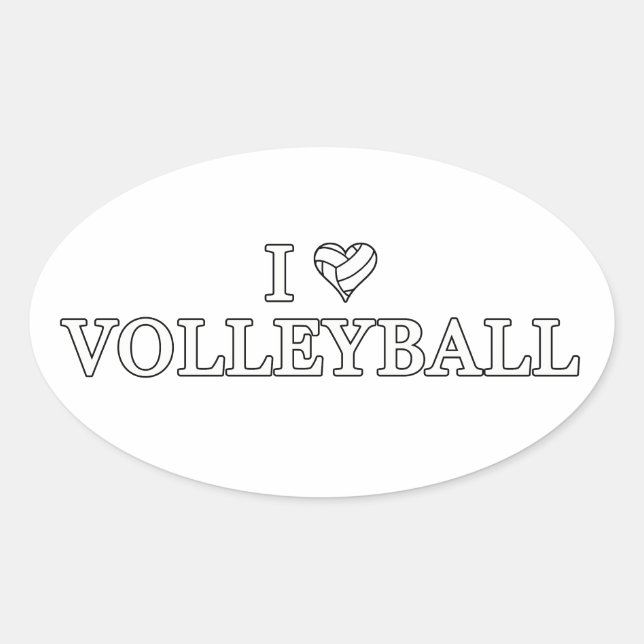 I Kärlek Volleyball Ovalt Klistermärke (Framsida)